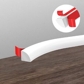 10 ft Flexible Quarter Round Molding Trim, White Self Adhesive Wall Trim Mini Peel and Stick Rubber Trim Molding for Floor, Bathroom, Kitchen, Countertop, 120" L x 0.5" W x 0.5" H