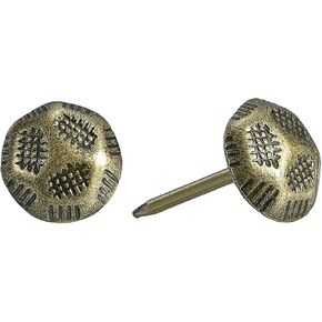 uxcell Upholstery Tacks Nail Pin Furniture, 200Pcs 11x17mm Thumb Tack Pins Assortment Kit Carbon Steel for Home Sofa DIY Decorative Nails Heads Nails, Yellow Bronze