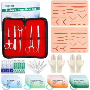 Suture Practice Kit (39 Pcs) Include Durable Large Suture Pad。 Gifts for Medical Students。Suture Kits for Education Use Only ，This Suture Kit is not Suture Kit Medical Grade