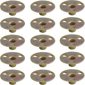 Yinpecly M8 Brad Hole T-Nut Zinc Plated Carbon Steel 3-Hole T-Nuts, Screw-in T Nuts Flange Insert Female Thread Furniture Hardware Accessories 5Pcs