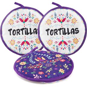 Lyellfe 3 Pack Tortilla Warmer Pouch, 12 Inch Insulated Cloth Taco Warmer Holder for Corn Flour Tortillas, Taco Tuesday Night, Halloween Party, Microwave Oven Freezer Safe