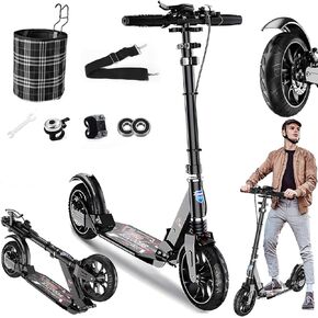 Kick Scooter for Ages 6+,Kid, Teens & Adults - Max Load 300 LBS, 4 Adjustable Levels, 200mm Big Wheel Folding Scooter, Lightweight, Aluminum, Indoor and Outdoor Scooters, Bearing ABE
