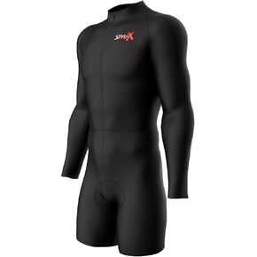Sparx Long Sleeve Winter Cycling Thermal Skinsuit Pro Team Bicycle Suit Bike Racing Suit Cycle Kit 3D Pad (Black, M)