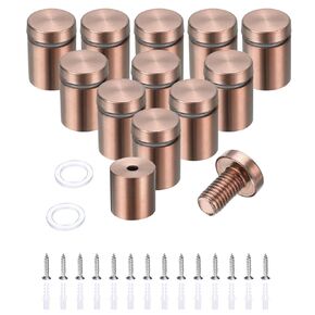 uxcell 12 Pcs 3/4" x 1" Standoff Screws Stainless Steel Wall Mount Sign Mounting Hardware Kit with 14pcs Screws for Hanging Acrylic Glass Signs Advertising Boards, Rose Gold