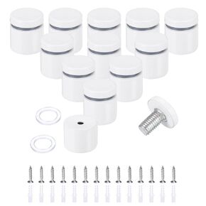 uxcell 12 Pcs 1" x 1" Standoff Screws Stainless Steel Wall Mount Sign Mounting Hardware Kit with 14pcs Screws for Hanging Acrylic Glass Signs Advertising Boards, White