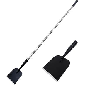 Snow Shovel, Flat Shovel with Adjustable Handle, 59 in Floor Scraper Long Handle Heavy Duty, Ice Scraper, Garden Cleaning Scraper, Multifunctional Weed Remover Tool for Walkway Driveway