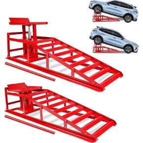 Hydraulic Car Ramps, 5T 11000lbs Low Pro-File Car Lift Service Ramps, Heavy Duty Steel Hydraulic Vehicle Ramps for Car Truck Trailer Garage Repair - 2 Pack