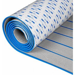 OCEANBROAD EVA Foam Boat Flooring with 3M Adhesive Backing Marine Self-Adhesive Decking 96''x45.6''/36''/28.8''/16.8'', 48''x16.8'' Faux Teak Sheet for Jon Boats Swim Platform Helm Pad RV Floor