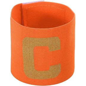 PATIKIL 9.4x2.5 Soccer Captain C Armband, Nylon Unisex Elastic Arm Badge Adjustable for Youth Adult Team Training, Orange