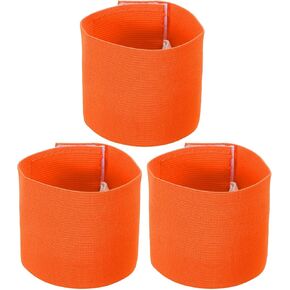 PATIKIL 9.4x2.5 Soccer Captain Armband, 3 Pack Nylon Unisex Elastic Arm Badge Adjustable for Youth Adult Team Training, Orange