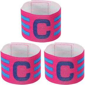 PATIKIL 12.2x2.5 Soccer Captain C Armband, 3 Pack Nylon Unisex Elastic Arm Badge Adjustable for Youth Adult Team Training, Red