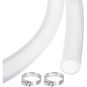 MECCANIXITY 3ft Clear Silicone Rubber Tubing 1" ID 1 1/8" OD Plastic Tube Flexible Air Hose for Brewing, Wine Making, Pump Siphon, 25mm x 29mm, with 2pcs Clamps