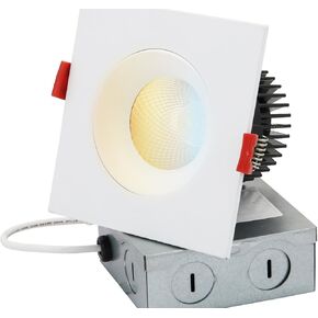Sunlite 85609 3.5" LED Three Head Gimbal Regressed Downlight Fixture, 36W, 2270 Lmns, Canless, CCT Switch 27K/30K/35K/40K/50K, 90 CRI, Energy Star, Dimmable, ETL Listed, Title-24 Compliant, 1 Pack