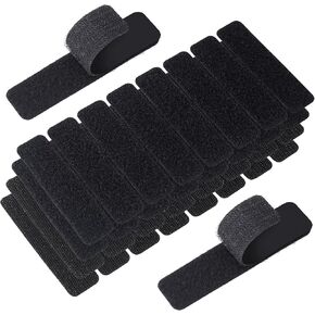 16 Pair 1x4 Inch Hook and Loop Strips, Heavy Duty Double Sided Hook & Loop Tape Fastener, Self-Adhesive Wall Mounting Picture Hanging Strip for Office Home Indoor Outdoor- Black