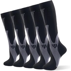Mansy Compression Socks for Men & Women 5 Pairs 20-30mmHg Knee High Calves for Running Flying Sports Pregnant Support