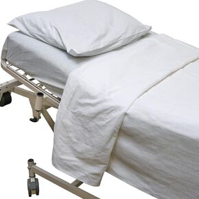 Careoutfit All in One Hospital Bed Linen in a Bag, Top Sheet, Bottom Sheet, Pillow Case and Blanket, White Premium