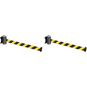US Weight U2500 Crowd Control Wall Mount with 8' Black Retractable Belt with Safe Braking System and Locking Button
