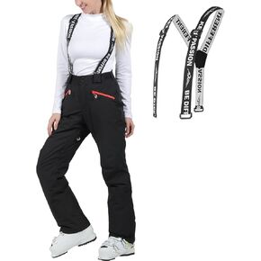 fit space Women's Skiing Pants Detachable Snow Bibs Winter Snowboarding