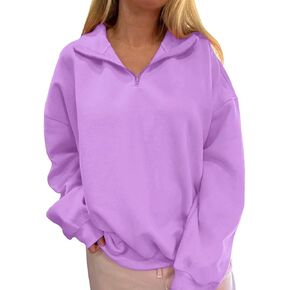 SKAYS Sweatshirt For Women Oversized Sweatshirt Quarter Zip Pullover Long Sleeve Solid Sweatshirt
