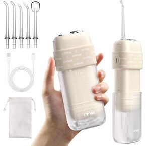 JIMOK Portable Water Flosser Mini Cordless Portable Oral Irrigator Water Teeth Cleaner Pick,Telescopic Water Tank,4 Modes & IPX8 Waterproof, Home & Travel Water Flossers for Teeth & Braces Care(Gray)