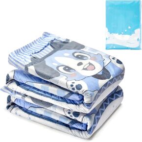 Littleforbig Adjustable Velcro Closure Adult Printed Cloth Back Diaper 2 Pieces - Little Blue BabyFur (Medium 28"-38")