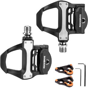 ROCKBROS Road Bike Pedals SPD Locking Cycling Pedals Lightweight Nylon Bicycle Pedals Platform Pedals Wear Resistant and Non-Slip with Chromium-Nickel Steel Shafts Adjustable Tension Bike Accessories