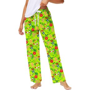 Remimi Womens Christmas Pajama Pants Wide Leg Pj Bottom Drawstring Sweatpants