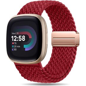 Adorve Magnetic Fabric Band Compatible with Fitbit Versa 4 Bands/Versa 3 Bands/Fitbit Sense 2 Bands/Sense Band for Women Men, Magnetic Breathable Replacement for Fitbit Sense/Sense 2/Versa 4/Versa 3