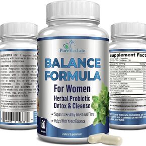 Balance Complex for Women - for Vaginal Health, Herbal Detox & Cleanse, Vaginal Probiotics, Supports Healthy Intestinal Flora, Helps with Yeast Infections 60 Capsules