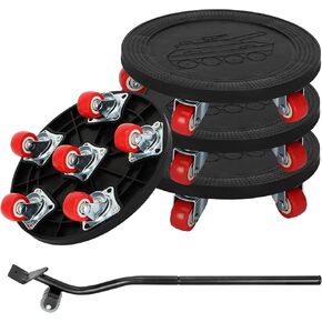 Upgraded 6 Wheel Heavy Duty Furniture Movers, Moving Dolly Lifter Tool Set, 360 Swivel Silent Wheels, 1600 Lbs.Capacity, for Heavy Furniture Such as Refrigerators, Closets