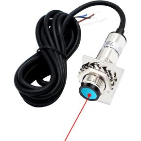 1PC HG-J18-D50N3 Laser photoelectric Switch NPN NO + NC Input(10-30VDC), 4 Wires; Detection Distance 8-50cm; HG18-D50N3, 12V; 24V Normally Open and Normally Closed Photoelectric Beam Sensor