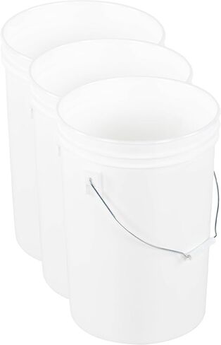 Vestil PAIL-6-PWS Plastic Open Head Pail with Steel Handle, 6 gallon Capacity, White in Saudi Arabia