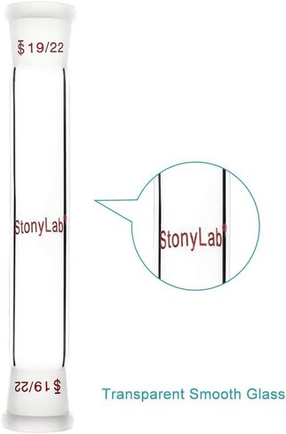 stonylab Glass Straight Connecting Adapter, Borosilicate Glass 30mm Between Two 19/22 Ground Outer Standard Taper Joints for Laboratory Lab Supply in Saudi Arabia