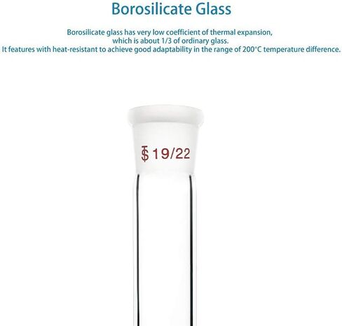 stonylab Glass Straight Connecting Adapter, Borosilicate Glass 30mm Between Two 19/22 Ground Outer Standard Taper Joints for Laboratory Lab Supply in Saudi Arabia