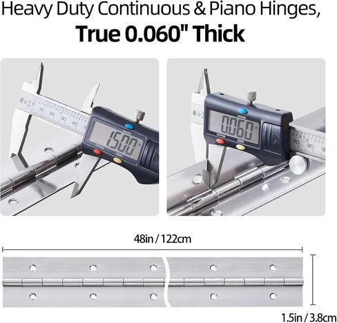 2 Pack Heavy Duty Piano Hinge 30 Inch x 1.5 Inch, 0.060'' Thick Stainless Steel Piano Hinge with Holes, 30" Continuous Hinges for Cabinet Doors DIY Wood Boxes Furniture Industrial Project in Saudi Arabia