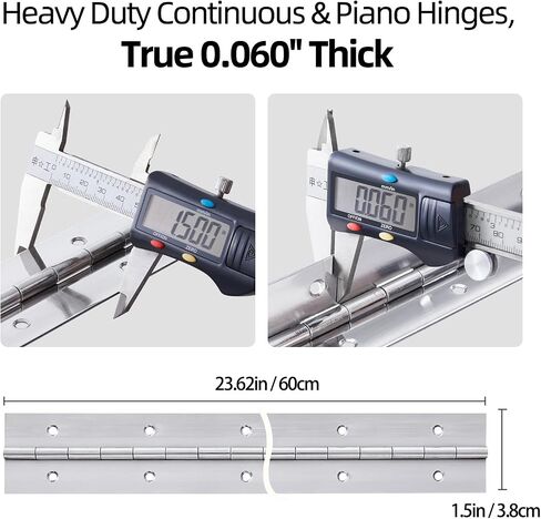 2 Pack Heavy Duty Piano Hinge 30 Inch x 1.5 Inch, 0.060'' Thick Stainless Steel Piano Hinge with Holes, 30" Continuous Hinges for Cabinet Doors DIY Wood Boxes Furniture Industrial Project in Saudi Arabia