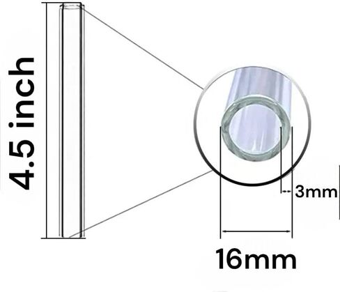 [10 Pack] 8" inch Clear Borosilicate Glass Blowing Tubes 16 mm OD (Outer Diameter), 3mm Wall Thick Wall Premium, 10 mm ID (Inner Diameter) in Saudi Arabia