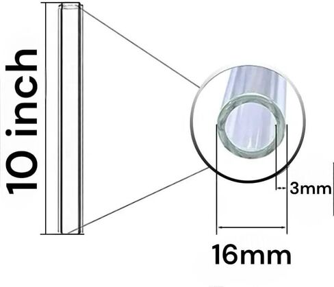 [10 Pack] 8" inch Clear Borosilicate Glass Blowing Tubes 16 mm OD (Outer Diameter), 3mm Wall Thick Wall Premium, 10 mm ID (Inner Diameter) in Saudi Arabia