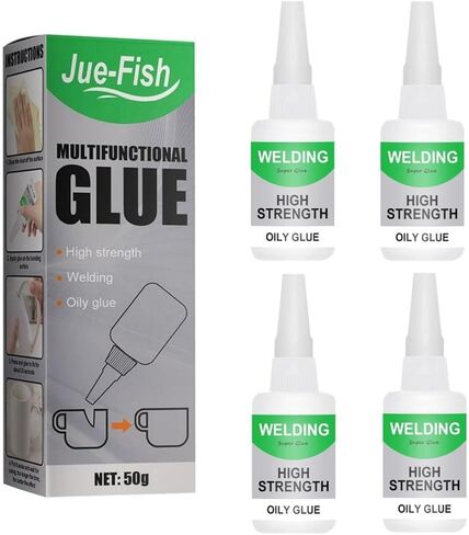 Jue Fish Glue Welding High-Strength Oily Glue, Universal All Purpose Super Glue Extra Strength, Waterproof Strong Glue for Metal Plastic Wood Ceramics Leather - Instant Bonding in 10s, 50g (2PCS) in Saudi Arabia