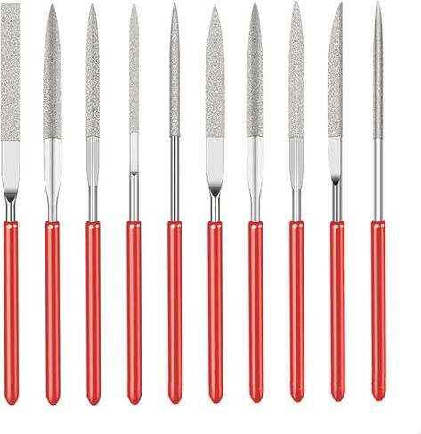 Assorted Mini Diamond File Set, 10 PCS Flat Needle Square Round Shape Rifler Files for Metal Ceramic Stone Jewelry Rough Carving Glass Filing Wood Carving Craft in Saudi Arabia
