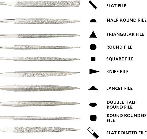 Assorted Mini Diamond File Set, 10 PCS Flat Needle Square Round Shape Rifler Files for Metal Ceramic Stone Jewelry Rough Carving Glass Filing Wood Carving Craft in Saudi Arabia