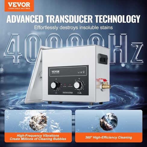 VEVOR 10L Sonic Cleaner with Heater Timer & Basket, Professional Digital Sonic Cavitation Machine, 240W Cleaning Machine for Lab Tools, Metal Parts, Carburetor, Brass, Auto Parts, Engine Parts in Saudi Arabia