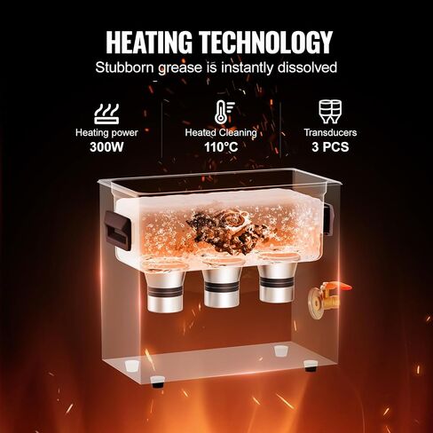 VEVOR 10L Sonic Cleaner with Heater Timer & Basket, Professional Digital Sonic Cavitation Machine, 240W Cleaning Machine for Lab Tools, Metal Parts, Carburetor, Brass, Auto Parts, Engine Parts in Saudi Arabia