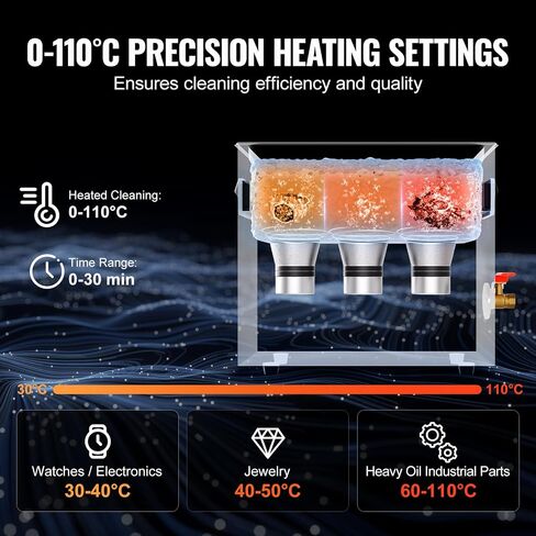 VEVOR 10L Sonic Cleaner with Heater Timer & Basket, Professional Digital Sonic Cavitation Machine, 240W Cleaning Machine for Lab Tools, Metal Parts, Carburetor, Brass, Auto Parts, Engine Parts in Saudi Arabia