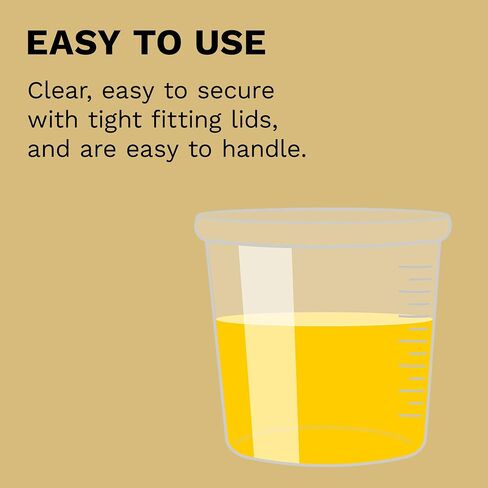 Urine Collection Cups - Leak Proof Lids - 3.6 Ounces - Non-sterile - for Urine, Stool, or Semen (5 Cups) in Saudi Arabia