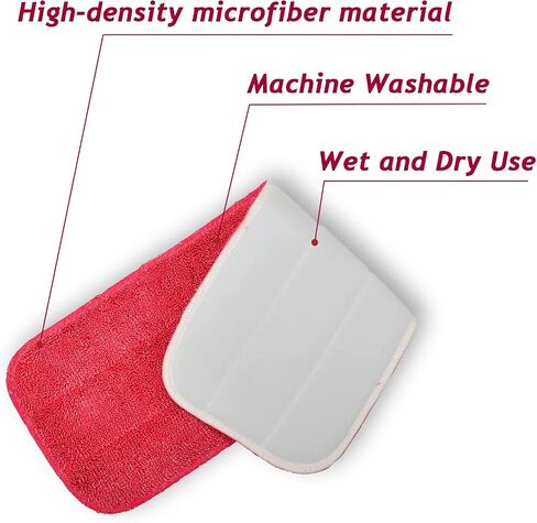 Microfiber Mop Pads, 18.5 x 6.3 Inch Reusable and Washable Spray Mop Pads, Wet and Dry Household Mop Pad Replacement, Set of 12(Colorful) in Saudi Arabia
