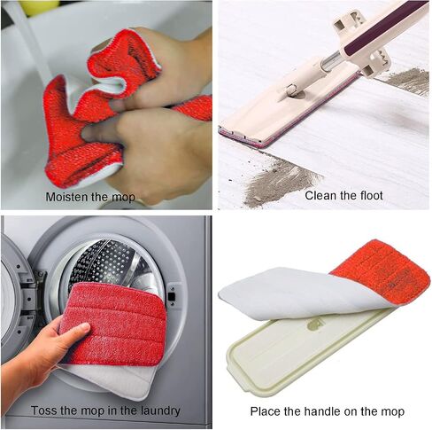 Microfiber Mop Pads, 18.5 x 6.3 Inch Reusable and Washable Spray Mop Pads, Wet and Dry Household Mop Pad Replacement, Set of 12(Colorful) in Saudi Arabia