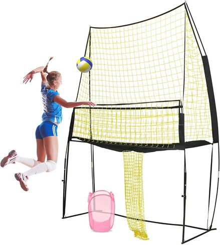 نظام شبكي لمعدات تدريب الكرة الطائرة، شبكة تدريب الكرة الطائرة بارتفاع قابل للتعديل لتقديم التدريبات والغطس مع حقيبة تخزين محمولة وسلة كرة طائرة قابلة للطي متضمنة in Kuwait