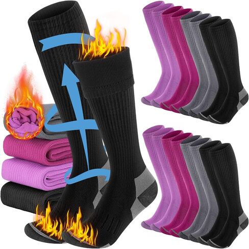 8 Pairs Thermal Winter Compression Socks Thick Cotton Compression Socks 15-20mmhg Warm Support Socks for Men Women in Saudi Arabia