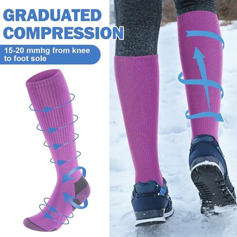 8 Pairs Thermal Winter Compression Socks Thick Cotton Compression Socks 15-20mmhg Warm Support Socks for Men Women in Saudi Arabia